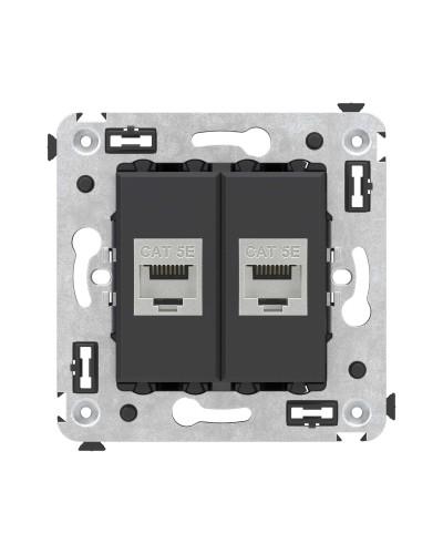 Розетка RJ-45 в стену, кат.6E, Avanti, двойная, черная матовая (4412764). Розетка компьютерная. ДКС в Томске