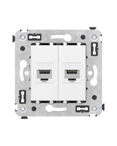 Розетка RJ-45 в стену, кат.5E, Avanti, двойная, белое облако (4400664). Розетка компьютерная. ДКС в Томске