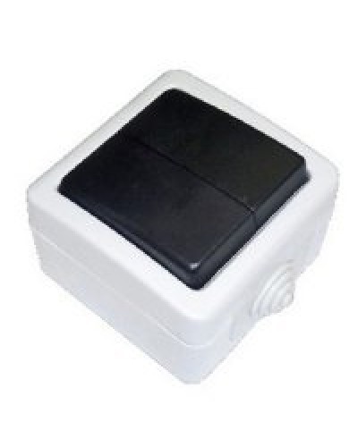Переключатель двухклавишный 2-полюсный с 2 мест EF602SA, серый, LK Aqua (80006). Переключатель. Экопласт в Томске