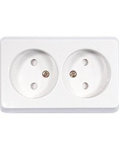 Розетка двойная открытой установки без з/к, белый, LK Standard (813604). Розетка без заземляющих контактов с защитными шторками. Экопласт в Томске
