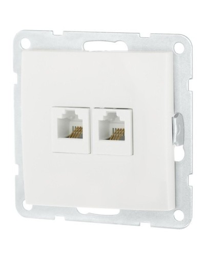 Розетка телефонная двойная 2xRJ-12 с накладкой, белый LK60 (865604-1). Розетка телефонная. Экопласт в Томске