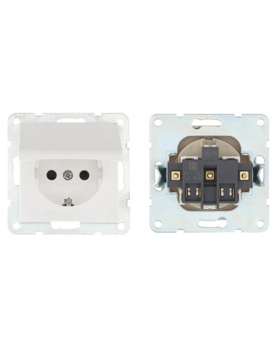 Розетка с з/к, шторками и крышкой, белый LK80 (843404-1). Розетка. Экопласт в Томске