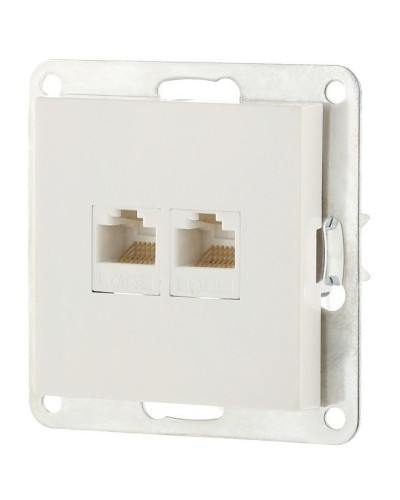 Розетка 2xRJ-45 кат.5е с накладкой, белый LK80 (846204-1). Розетка компьютерная двойная. Экопласт в Томске