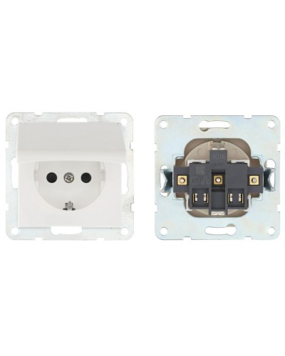 Розетка с з/к, шторками и крышкой, белый LK60 (863404-1). Розетка. Экопласт в Томске